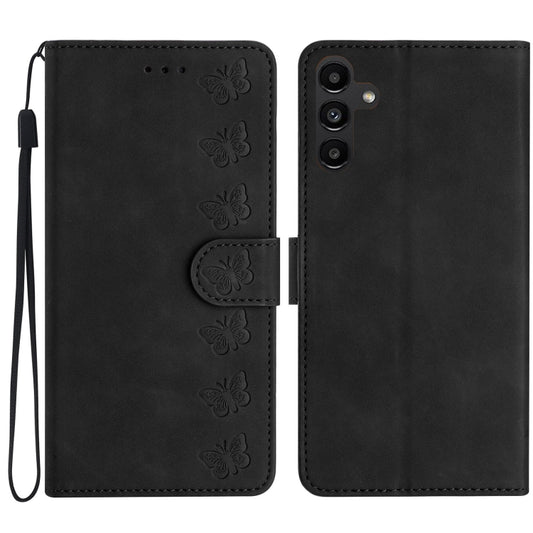 For Samsung Galaxy S25+ 5G Seven Butterflies Embossed Leather Phone Case(Black) - Galaxy S25+ 5G Cases by buy2fix | Online Shopping UK | buy2fix