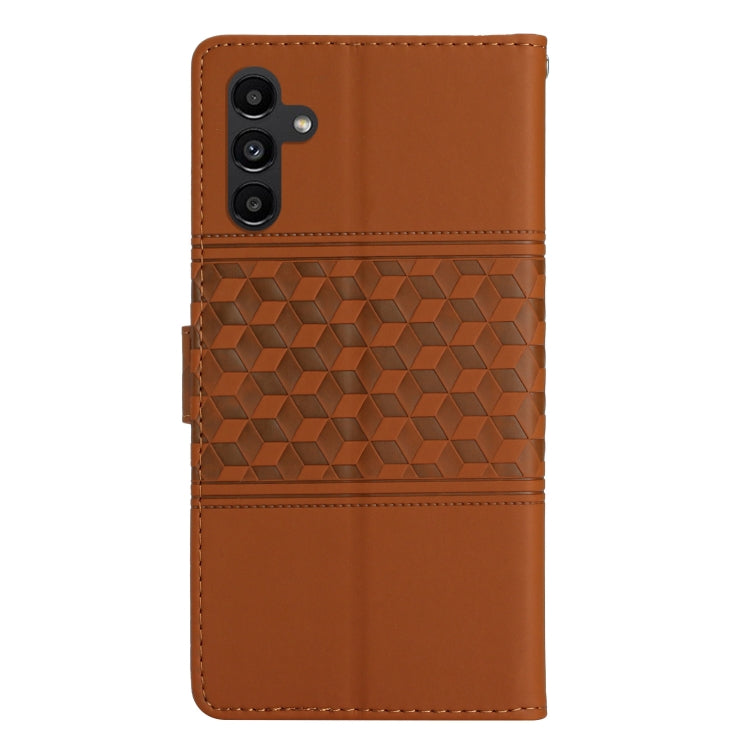 For Samsung Galaxy S25 5G Diamond Embossed Skin Feel Leather Phone Case(Brown) by buy2fix