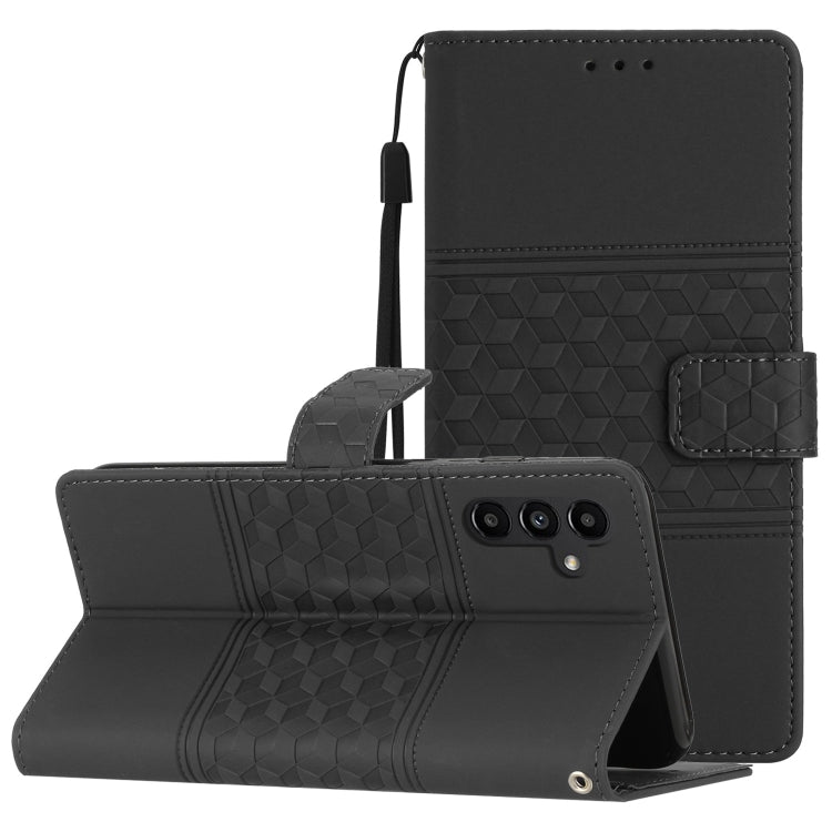 For Samsung Galaxy S25 5G Diamond Embossed Skin Feel Leather Phone Case(Black) by buy2fix