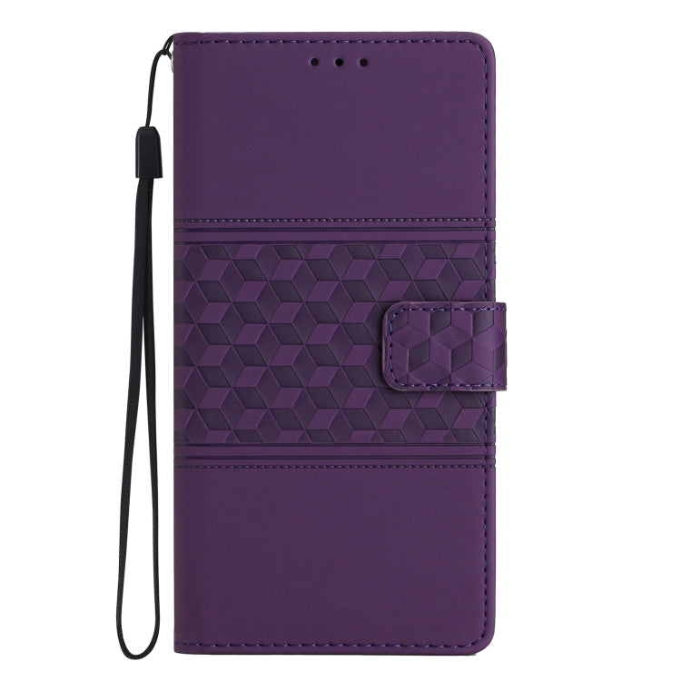 For Samsung Galaxy S25+ 5G Diamond Embossed Skin Feel Leather Phone Case(Purple) by buy2fix