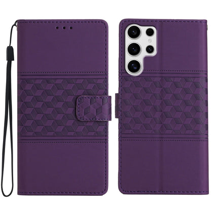 For Samsung Galaxy S25 Ultra 5G Diamond Embossed Skin Feel Leather Phone Case(Purple) by buy2fix