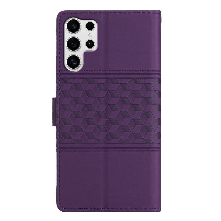 For Samsung Galaxy S25 Ultra 5G Diamond Embossed Skin Feel Leather Phone Case(Purple) by buy2fix