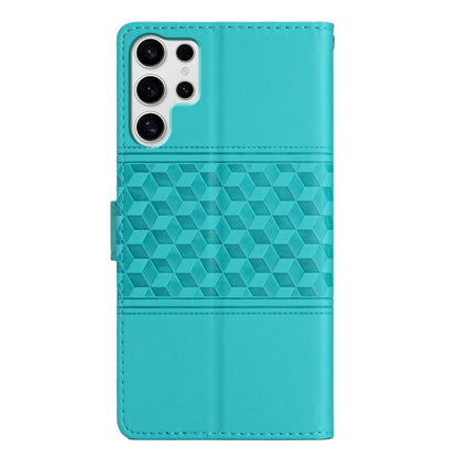 For Samsung Galaxy S25 Ultra 5G Diamond Embossed Skin Feel Leather Phone Case(Blue) by buy2fix