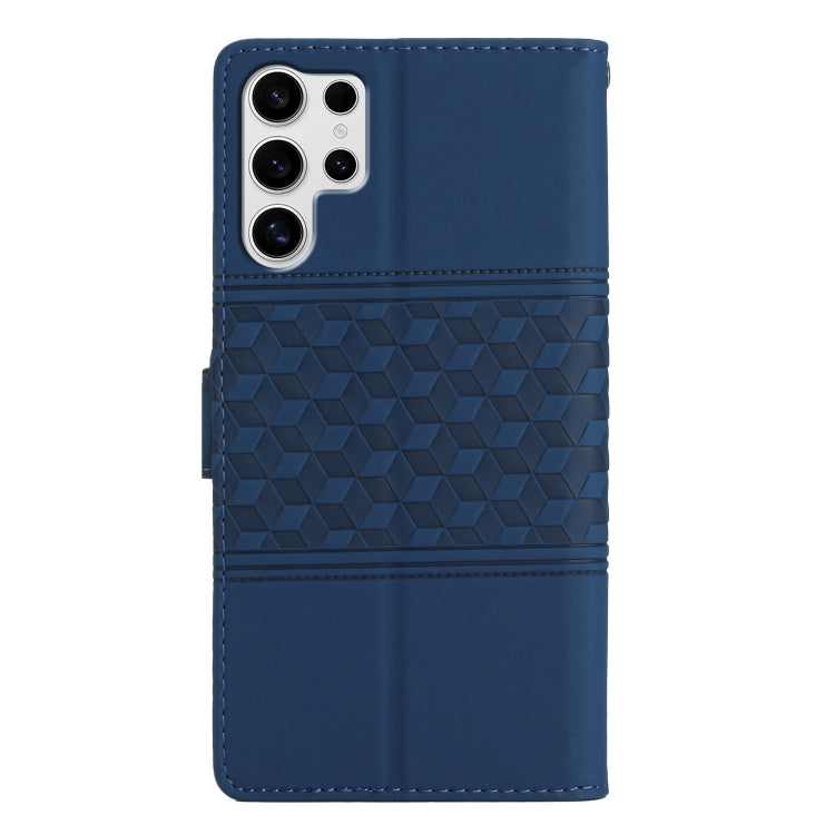 For Samsung Galaxy S25 Ultra 5G Diamond Embossed Skin Feel Leather Phone Case(Dark Blue) by buy2fix