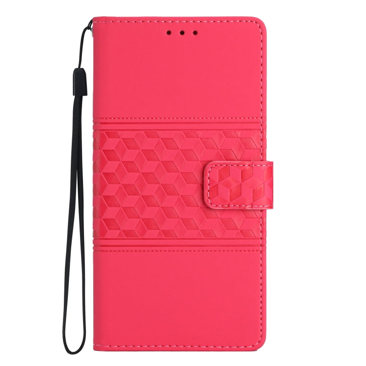 For Samsung Galaxy S25 Ultra 5G Diamond Embossed Skin Feel Leather Phone Case(Red) by buy2fix