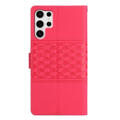 For Samsung Galaxy S25 Ultra 5G Diamond Embossed Skin Feel Leather Phone Case(Red) by buy2fix