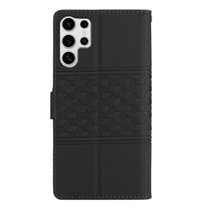 For Samsung Galaxy S25 Ultra 5G Diamond Embossed Skin Feel Leather Phone Case(Black) by buy2fix