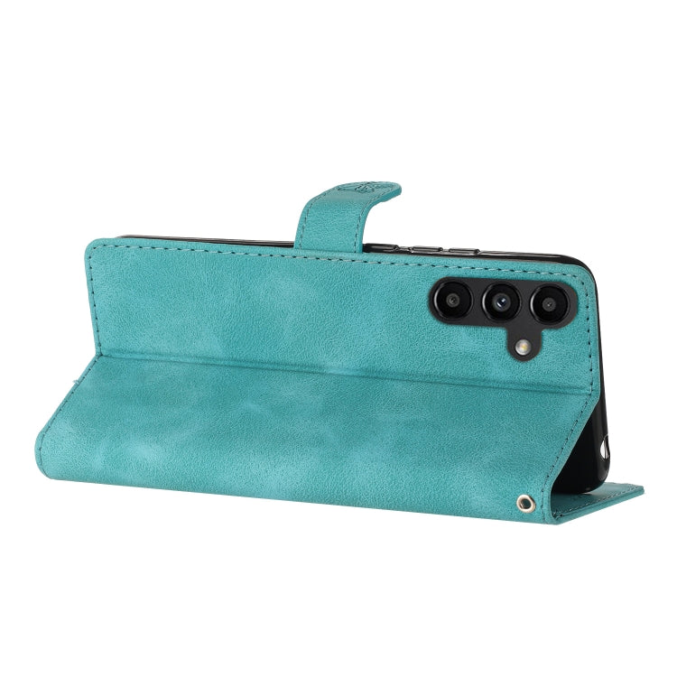 For Samsung Galaxy S25 5G Flower Butterfly Embossing Pattern Leather Phone Case(Sky Blue) by buy2fix