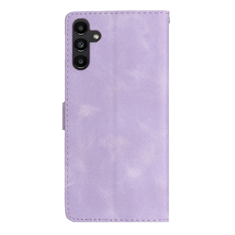 For Samsung Galaxy S25 5G Flower Butterfly Embossing Pattern Leather Phone Case(Purple) by buy2fix