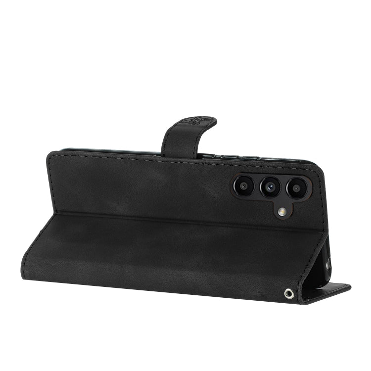 For Samsung Galaxy S25 5G Flower Butterfly Embossing Pattern Leather Phone Case(Black) by buy2fix