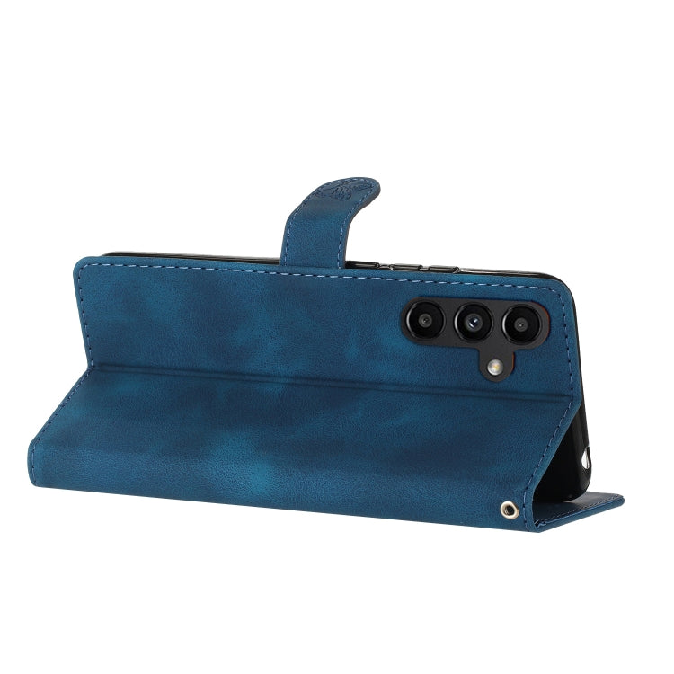 For Samsung Galaxy S25+ 5G Flower Butterfly Embossing Pattern Leather Phone Case(Blue) by buy2fix
