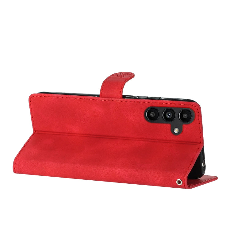 For Samsung Galaxy S25+ 5G Flower Butterfly Embossing Pattern Leather Phone Case(Red) by buy2fix