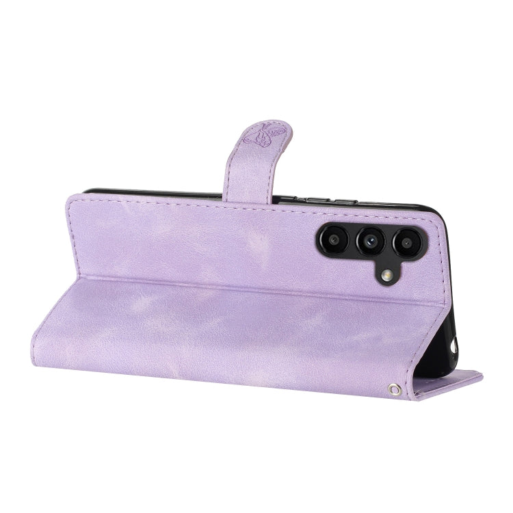 For Samsung Galaxy S25+ 5G Flower Butterfly Embossing Pattern Leather Phone Case(Purple) by buy2fix