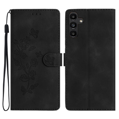 For Samsung Galaxy S25+ 5G Flower Butterfly Embossing Pattern Leather Phone Case(Black) by buy2fix