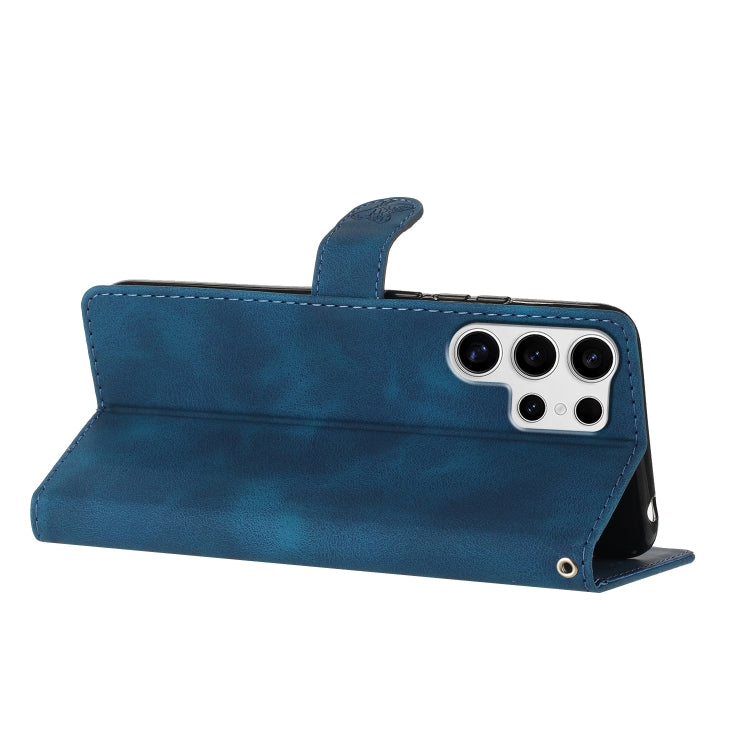 For Samsung Galaxy S25 Ultra 5G Flower Butterfly Embossing Pattern Leather Phone Case(Blue) by buy2fix