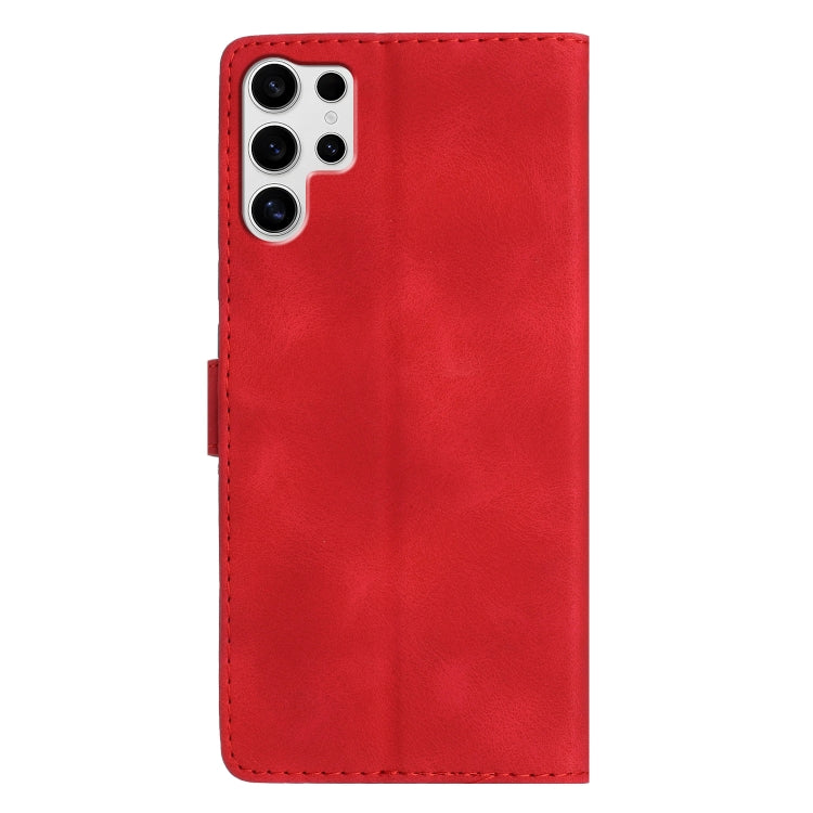 For Samsung Galaxy S25 Ultra 5G Flower Butterfly Embossing Pattern Leather Phone Case(Red) by buy2fix