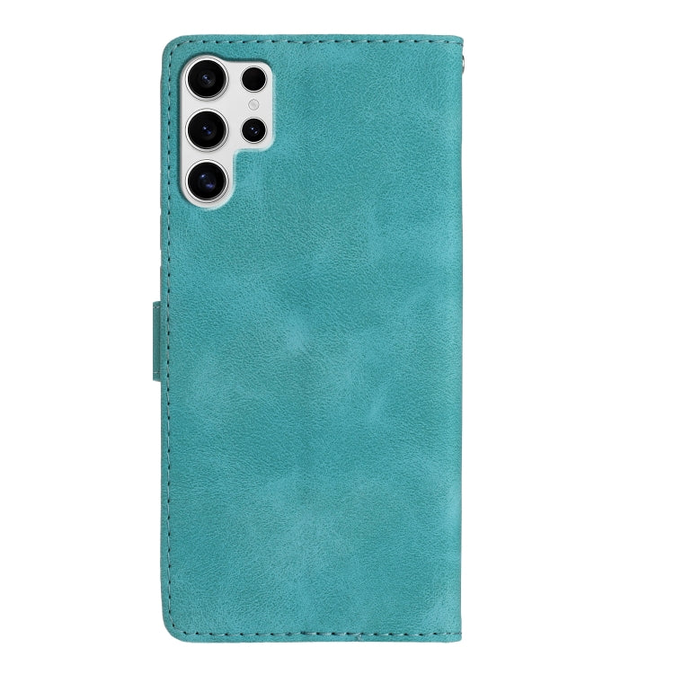 For Samsung Galaxy S25 Ultra 5G Flower Butterfly Embossing Pattern Leather Phone Case(Sky Blue) by buy2fix