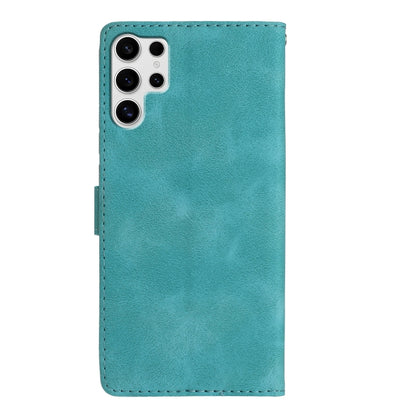 For Samsung Galaxy S25 Ultra 5G Flower Butterfly Embossing Pattern Leather Phone Case(Sky Blue) by buy2fix