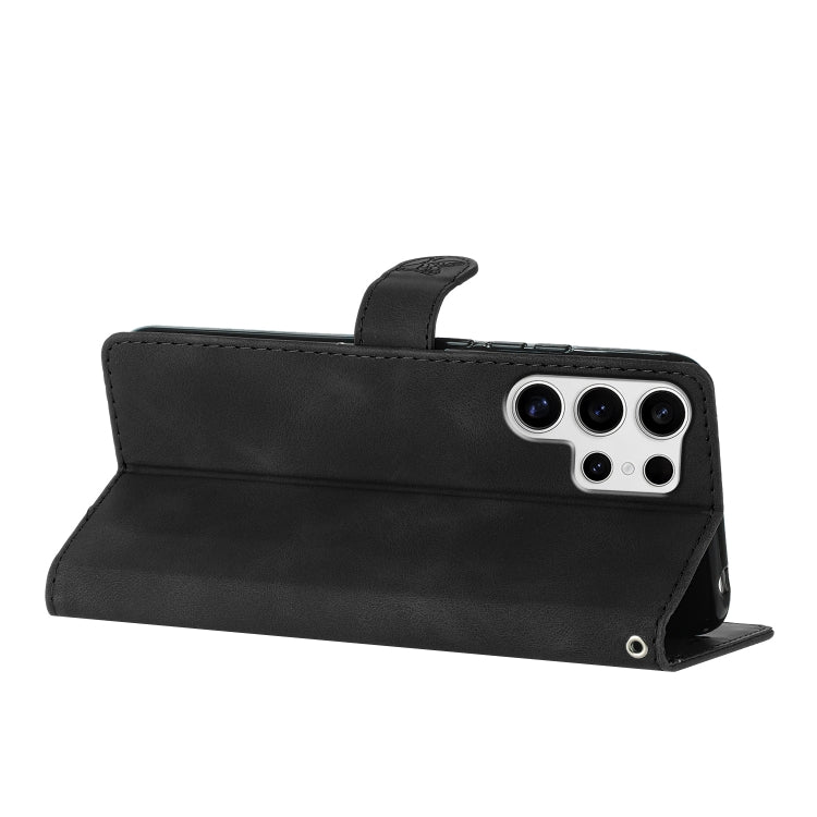 For Samsung Galaxy S25 Ultra 5G Flower Butterfly Embossing Pattern Leather Phone Case(Black) by buy2fix