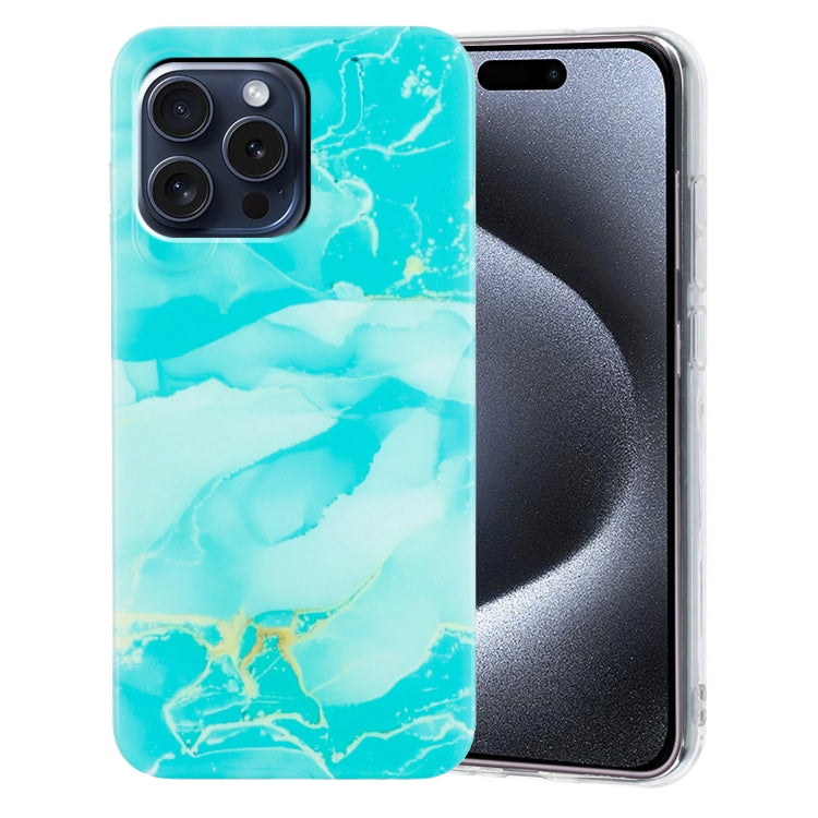 For iPhone 16 Pro Max IMD Marble TPU Phone Case(Green) by buy2fix
