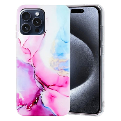 For iPhone 16 Pro Max IMD Marble TPU Phone Case(Pink Blue) by buy2fix
