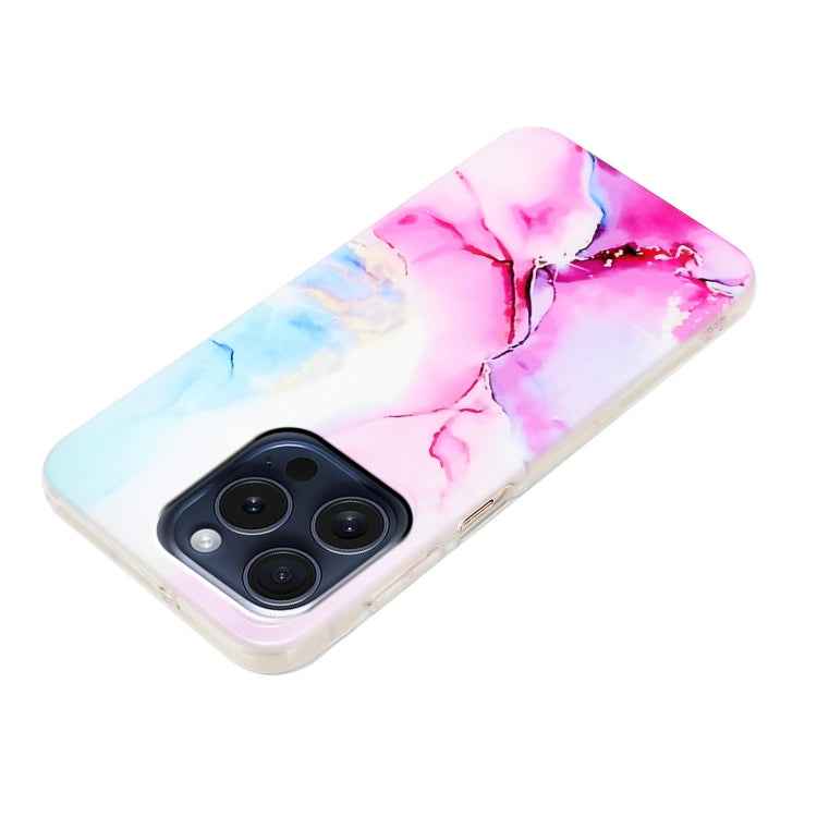 For iPhone 16 Pro Max IMD Marble TPU Phone Case(Pink Blue) by buy2fix