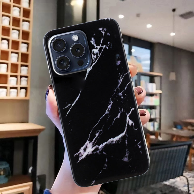 For iPhone 16 Pro Max IMD Marble TPU Phone Case(Black) by buy2fix