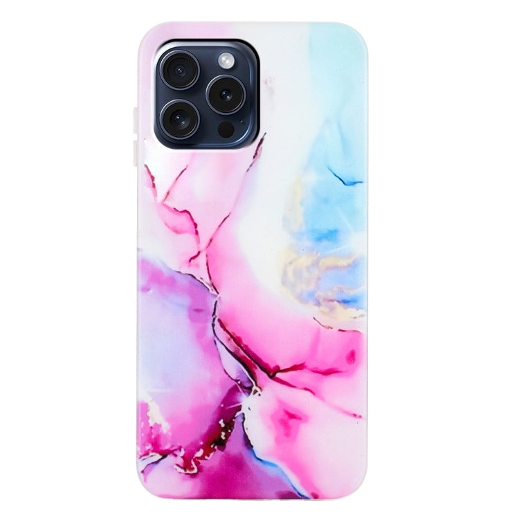 For iPhone 16 Pro IMD Marble TPU Phone Case(Pink Blue) by buy2fix