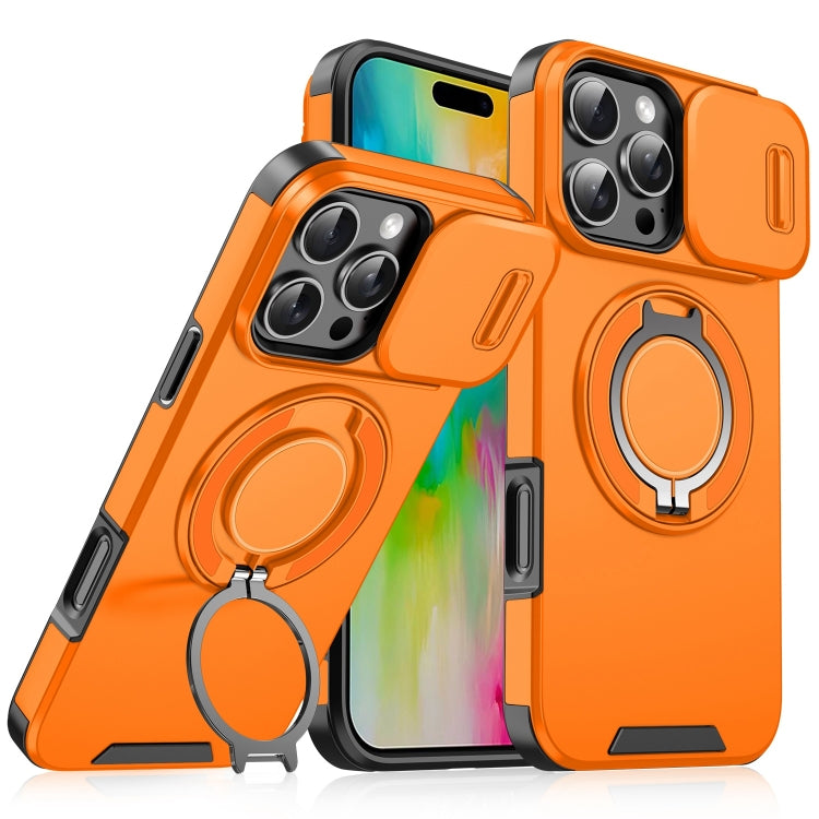 For iPhone 16 Pro Max Sliding Camshield Ring Holder Phone Case(Orange) by buy2fix