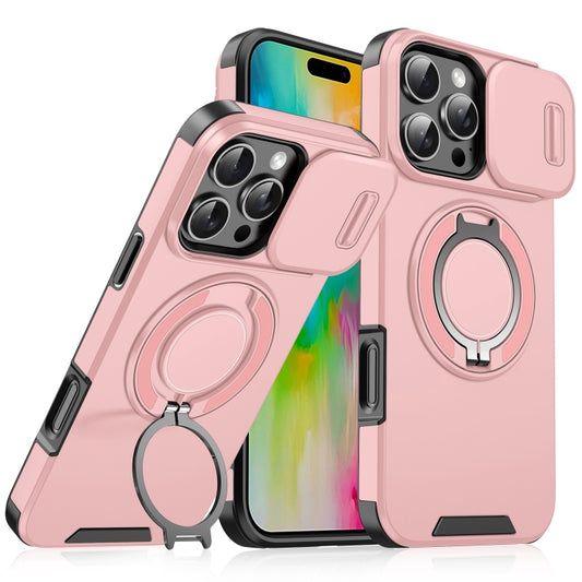 For iPhone 16 Pro Max Sliding Camshield Ring Holder Phone Case(Pink) by buy2fix