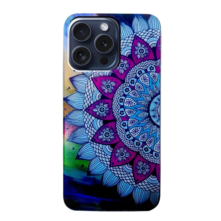 For iPhone 16 Pro Max Colored Drawing Pattern TPU Phone Case(Half-flower) by buy2fix