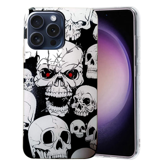 For iPhone 16 Pro Max Colored Drawing Pattern TPU Phone Case(Skull) by buy2fix