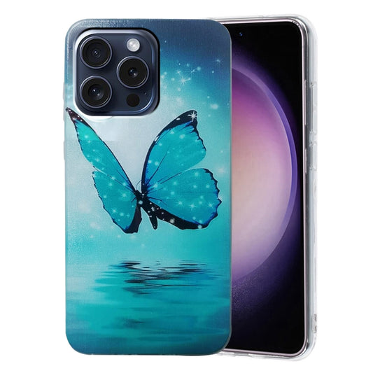 For iPhone 16 Pro Max Colored Drawing Pattern TPU Phone Case(Butterfly) by buy2fix