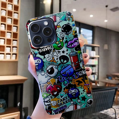 For iPhone 16 Pro Max Colored Drawing Pattern TPU Phone Case(Graffiti) by buy2fix