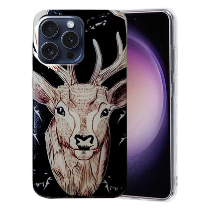 For iPhone 16 Pro Max Colored Drawing Pattern TPU Phone Case(Deer) by buy2fix