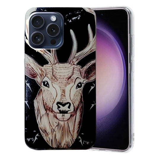 For iPhone 16 Pro Max Colored Drawing Pattern TPU Phone Case(Deer) by buy2fix