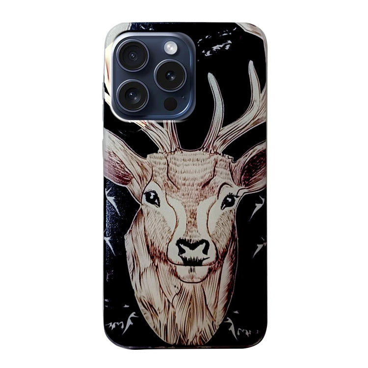 For iPhone 16 Pro Max Colored Drawing Pattern TPU Phone Case(Deer) by buy2fix