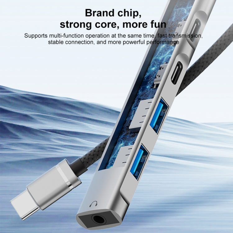 5 in 1 USB-C / Type-C Interface Multi-function HUB Adapter(Grey) by buy2fix