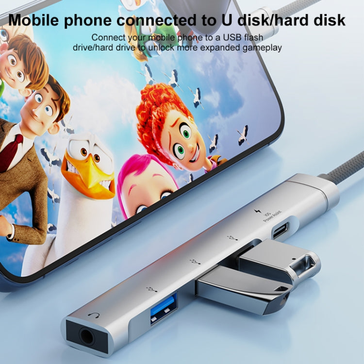 5 in 1 USB-C / Type-C Interface Multi-function HUB Adapter(Silver) by buy2fix