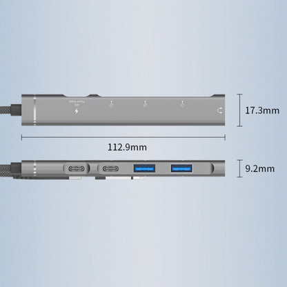5 in 2 Multi-function HUB Adapter, Interface:USB-C / Type-C + USB-A(Grey) by buy2fix