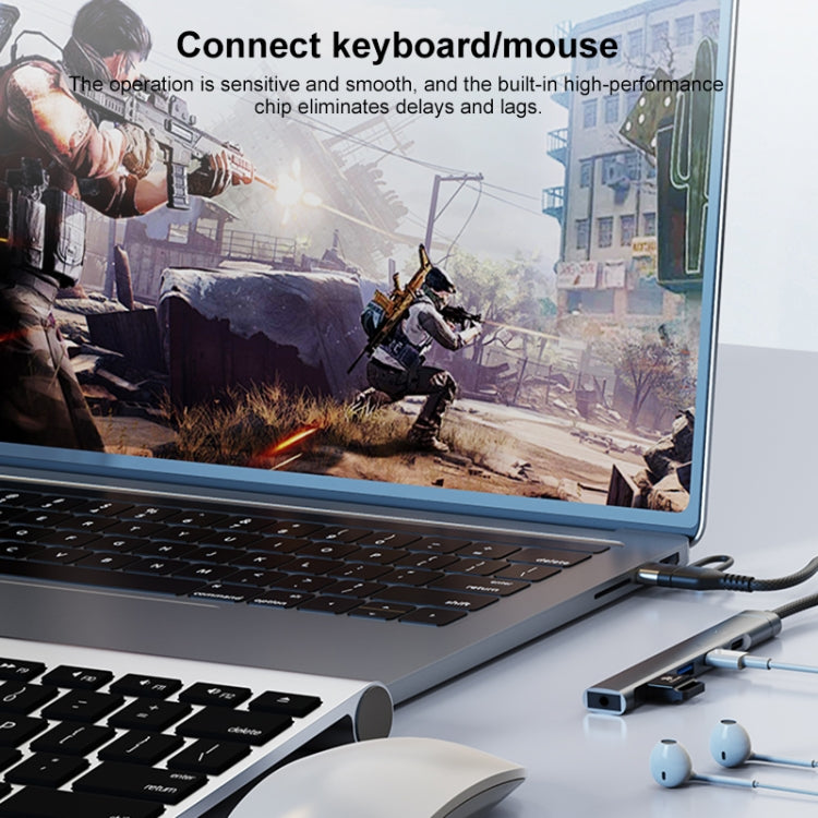 5 in 2 Multi-function HUB Adapter, Interface:USB-C / Type-C + 8 Pin(Grey) by buy2fix