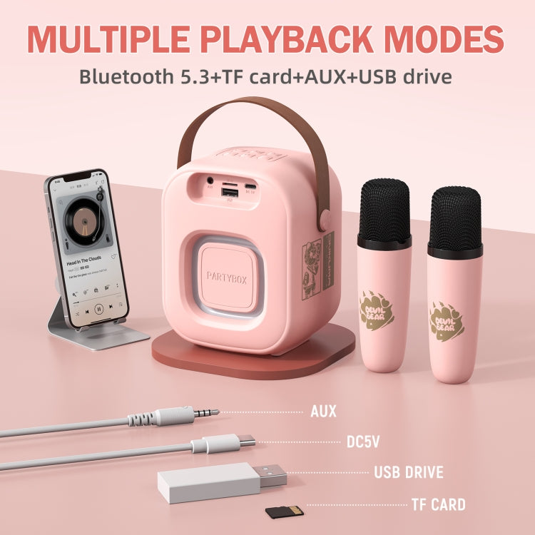 ONIKUMA L7 5W Karaoke Bluetooth Speaker with 2 Microphones(Pink) - Desktop Speaker by ONIKUMA | Online Shopping UK | buy2fix