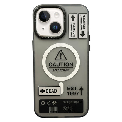 For iPhone 14 Double-Layer Frosted IMD MagSafe Phone Case(Arrow Label) by buy2fix