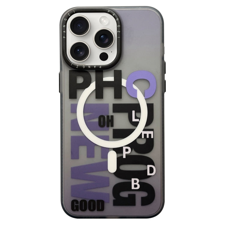 For iPhone 13 Pro Double-Layer Frosted IMD MagSafe Phone Case(Purple Gradient Letters) by buy2fix