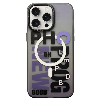 For iPhone 13 Pro Double-Layer Frosted IMD MagSafe Phone Case(Purple Gradient Letters) by buy2fix