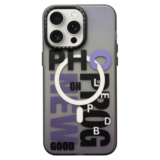For iPhone 13 Pro Double-Layer Frosted IMD MagSafe Phone Case(Purple Gradient Letters) by buy2fix