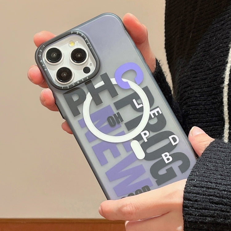 For iPhone 13 Pro Double-Layer Frosted IMD MagSafe Phone Case(Purple Gradient Letters) by buy2fix