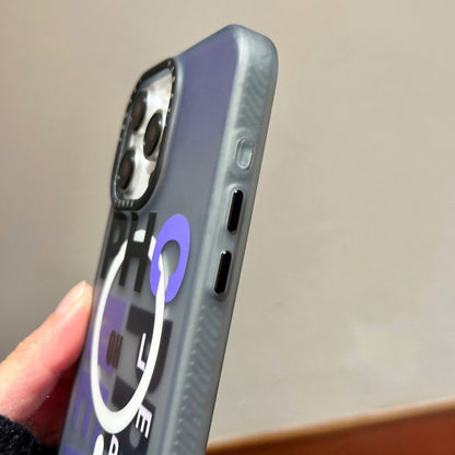 For iPhone 13 Pro Double-Layer Frosted IMD MagSafe Phone Case(Purple Gradient Letters) by buy2fix