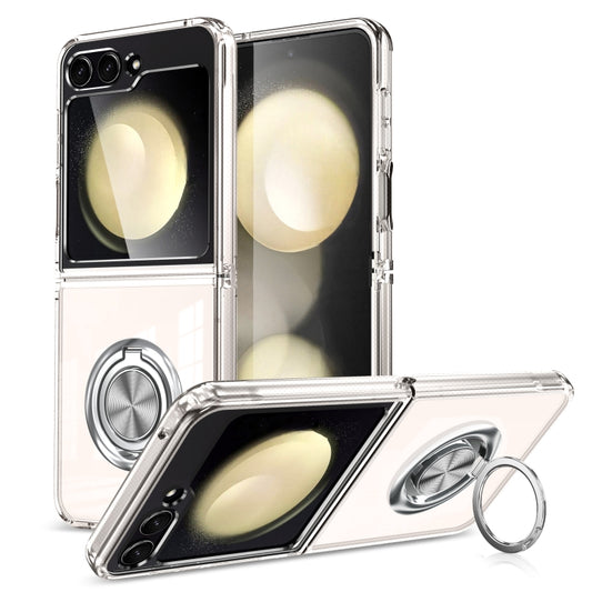 For Samsung Galaxy Z Flip4 5G MagSafe Transparent PC Folding Phone Case with Ring Holder by buy2fix