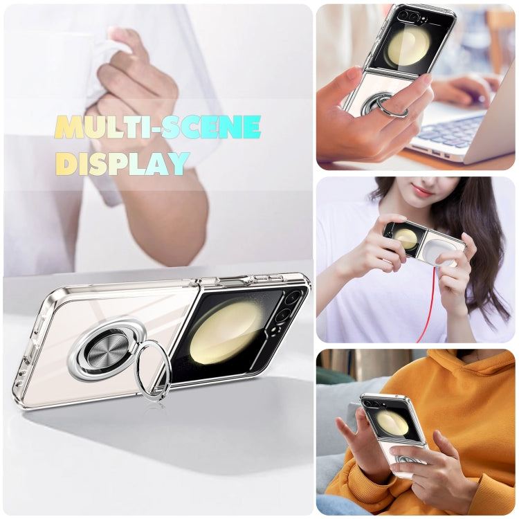 For Samsung Galaxy Z Flip4 5G MagSafe Transparent PC Folding Phone Case with Ring Holder by buy2fix